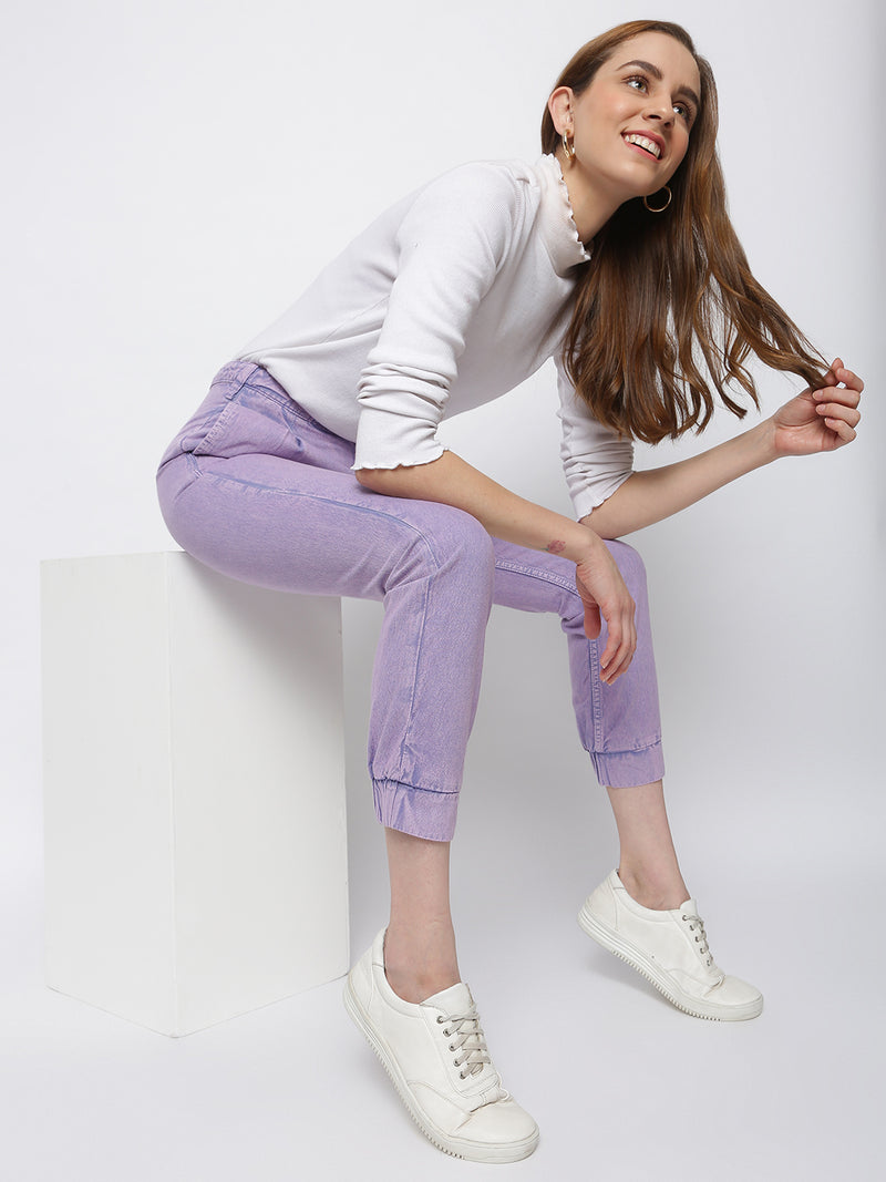 Women Purple Cotton Trouser