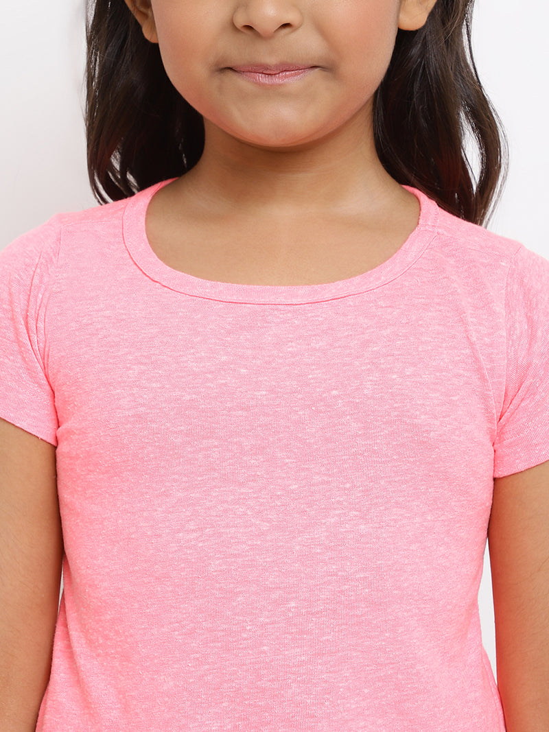 Girls Neon Pink Cotton T-shirt