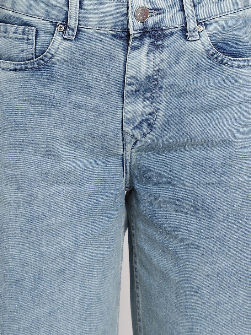 Women Light Blue Split Flared Jeans