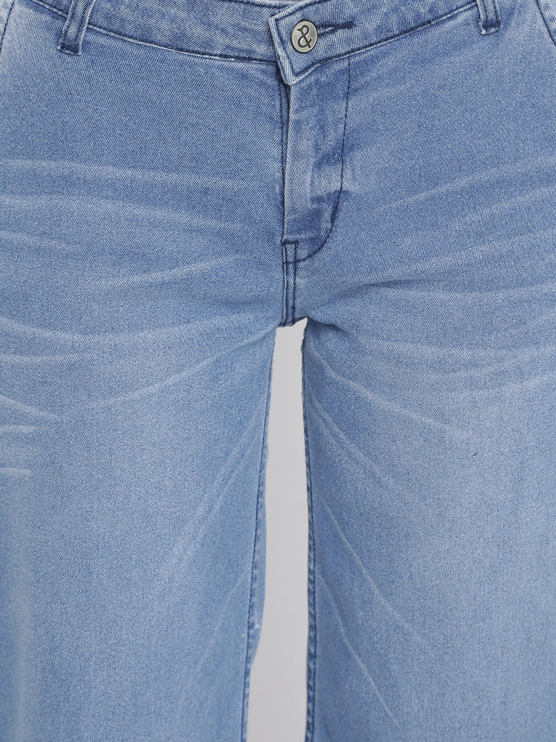Women Light Blue Flared Denim Jeans