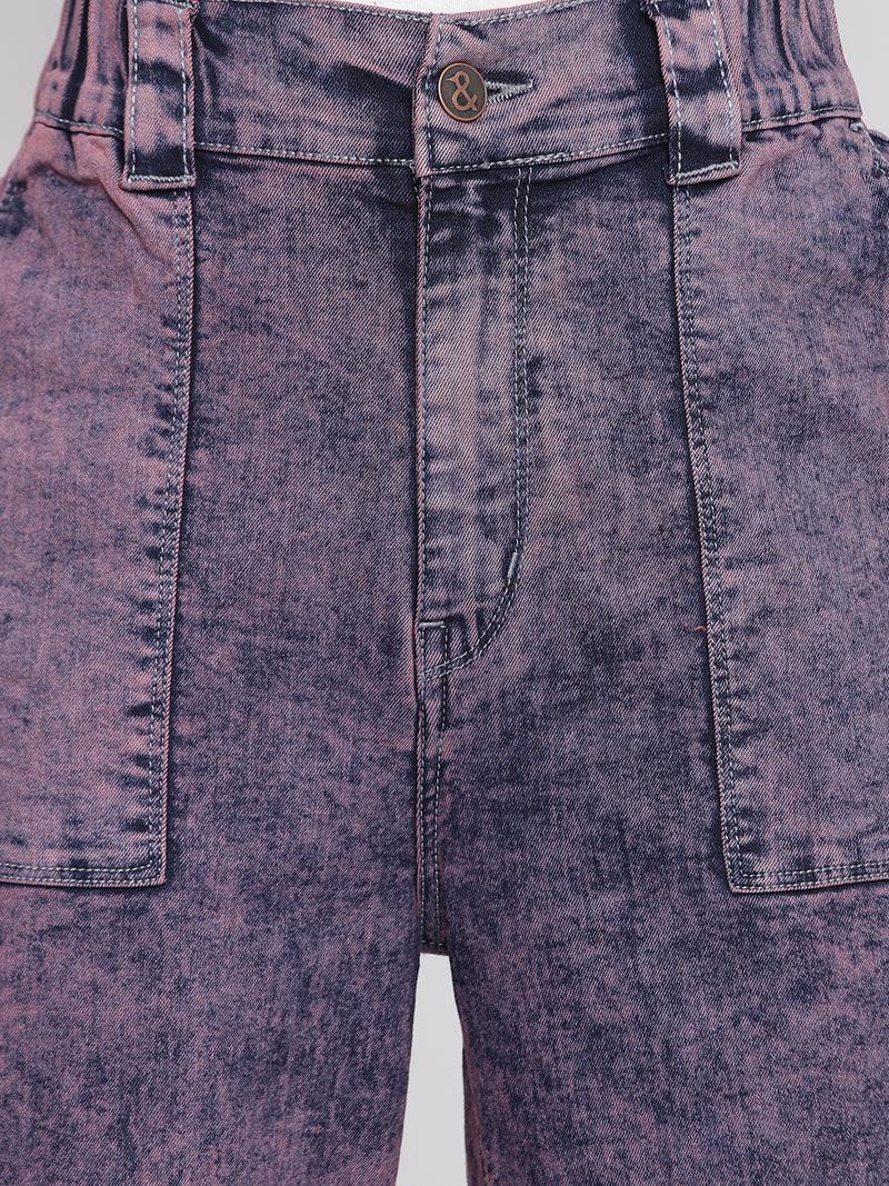 Women Flared Pink Tint Denim Jeans