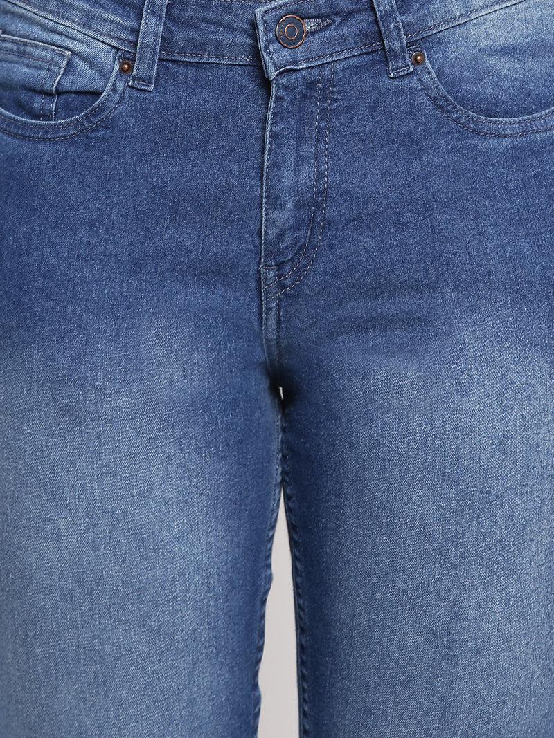Women Mid Blue Mid Waist Skinny Fit Denim Jeans