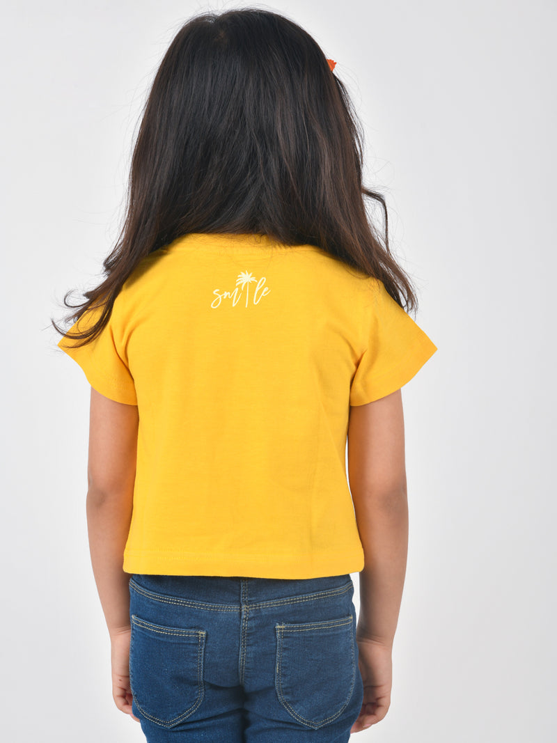 Girls Orange Embroidered T-shirt