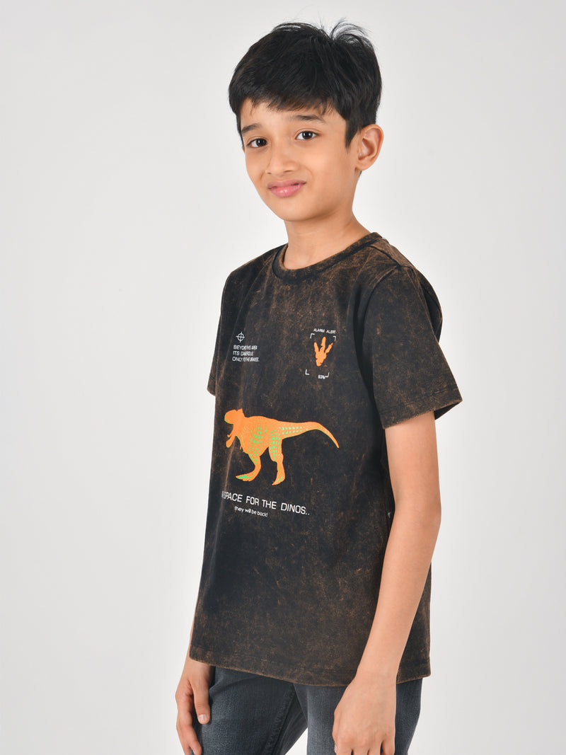 Boys Dino Print Cotton T-Shirt