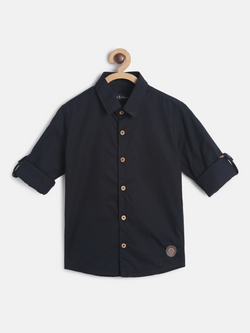 Boys Full Sleeve Regular Fit Black Cotton Shirt