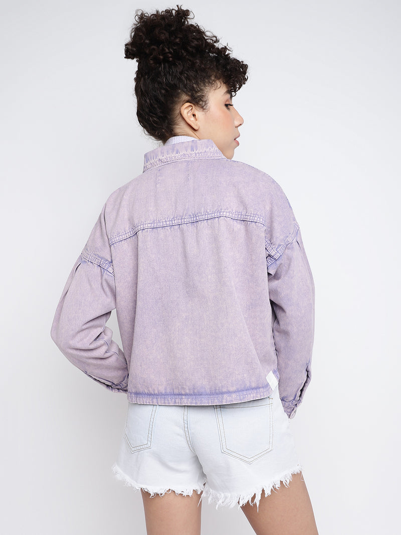 Women Lilac Denim Jacket