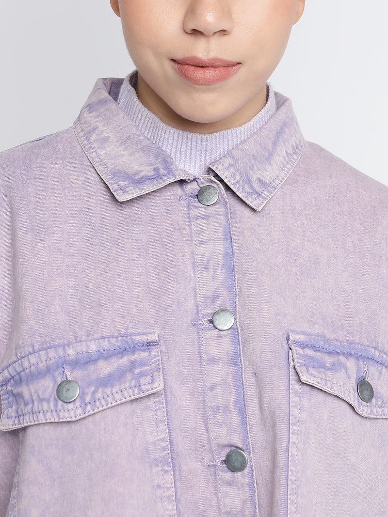 Women Lilac Denim Jacket