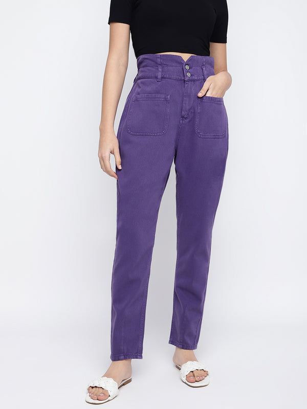Women Cotton Purple Jeans